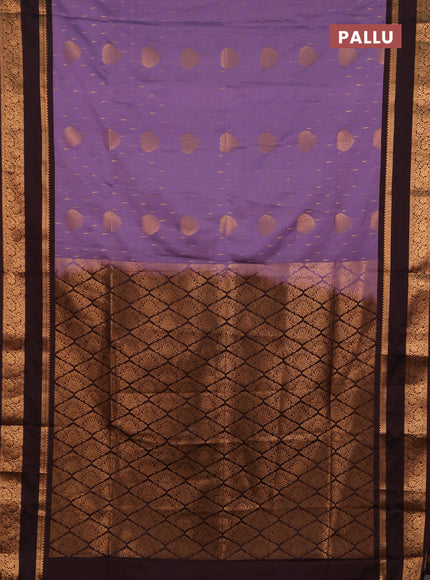 Semi soft silk saree pastel purple and coffee brown with allover zari woven buttas and rettapet zari woven border