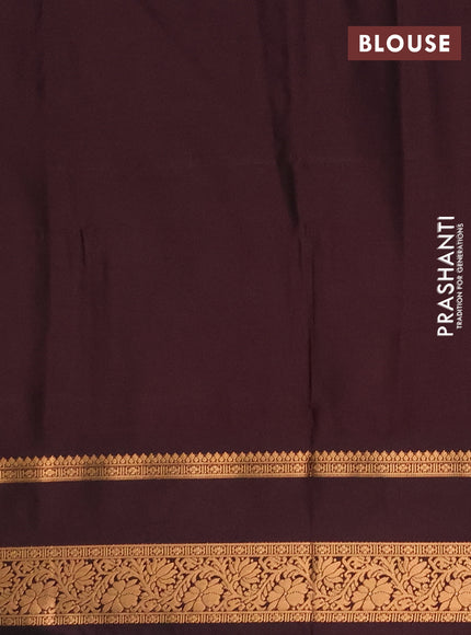 Semi soft silk saree rust shade and deep wine with allover zari woven buttas and rettapet zari woven border