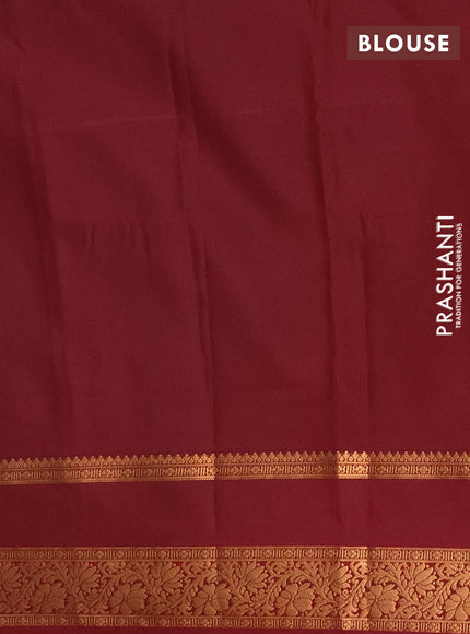 Semi soft silk saree teal green and maroon with allover zari woven buttas and rettapet zari woven border