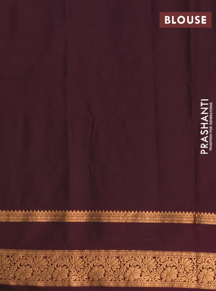 Semi soft silk saree green and deep maroon with allover zari woven buttas and rettapet zari woven border