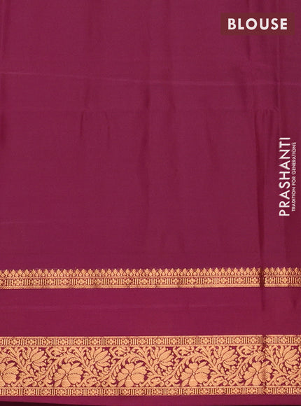 Semi soft silk saree pink and wine shade with allover zari woven buttas and rettapet zari woven border