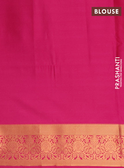 Semi soft silk saree dual shade of mild peach and pink with allover zari woven muniya buttas and zari woven border