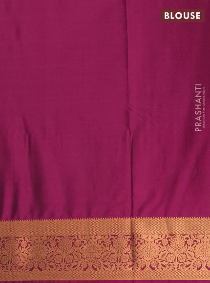 Semi soft silk saree teal green and magenta pink with allover zari woven muniya buttas and zari woven border