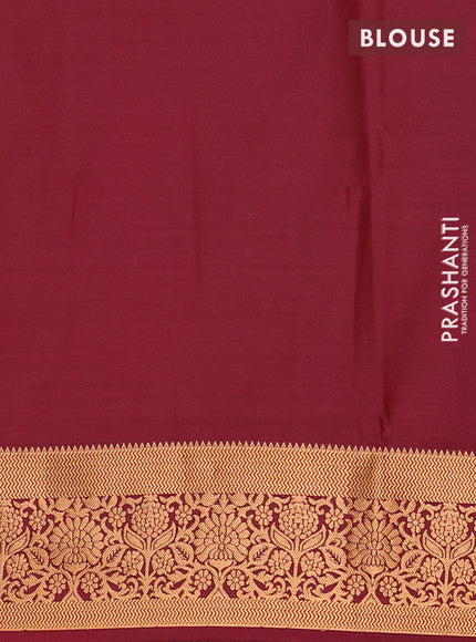 Semi soft silk saree dark mustard and maroon with allover zari woven muniya buttas and zari woven border