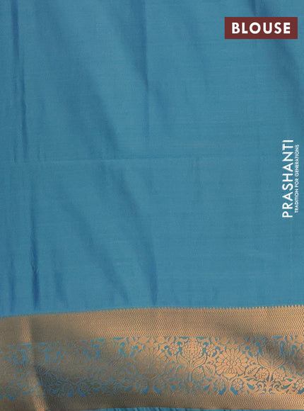 Semi soft silk saree purple and teal green with allover zari woven muniya buttas and zari woven border