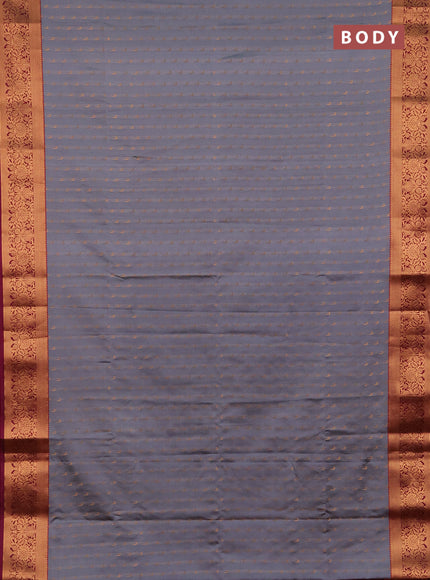 Semi soft silk saree grey and pink with allover zari woven muniya buttas and zari woven border