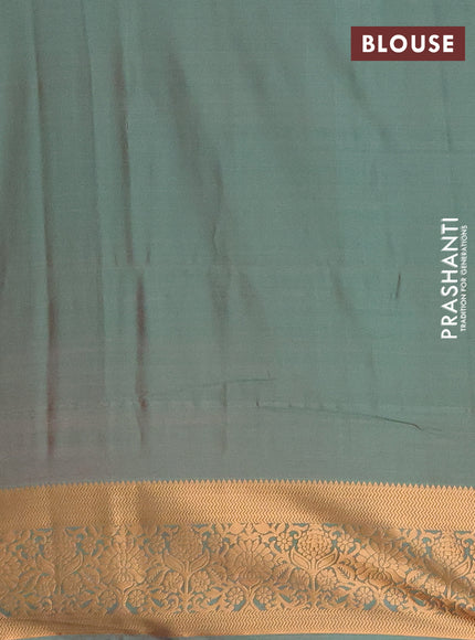 Semi soft silk saree pink and teal green with allover zari woven muniya buttas and zari woven border