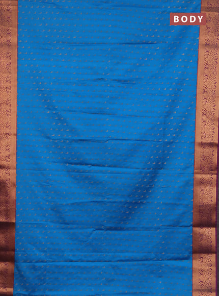Semi soft silk saree cs blue and magenta pink with allover zari woven muniya buttas and zari woven border