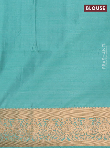 Semi soft silk saree teal shade and teal green with allover zari woven muniya buttas and zari woven border