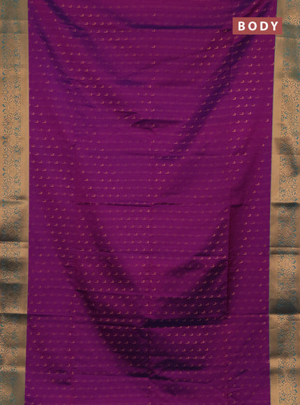 Semi soft silk saree magenta pink and teal blue with allover zari woven muniya buttas and zari woven border