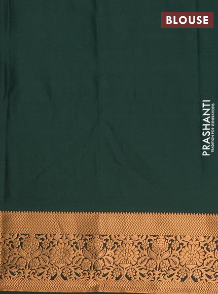 Semi soft silk saree mustard green and bottle green with allover zari woven muniya buttas and zari woven border