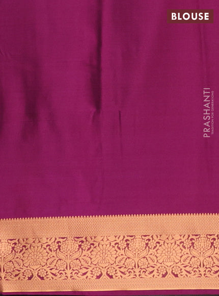 Semi soft silk saree peacock blue and magenta pink with allover zari woven muniya buttas and zari woven border