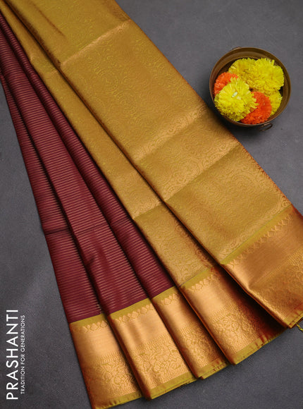 Semi soft silk saree maroon and dual shade of greenish maroon with allover zari weaves & buttas and rich zari woven border