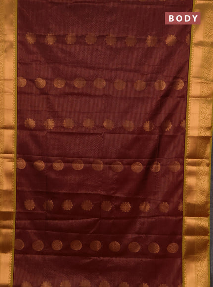 Semi soft silk saree maroon and dual shade of greenish maroon with allover zari weaves & buttas and rich zari woven border