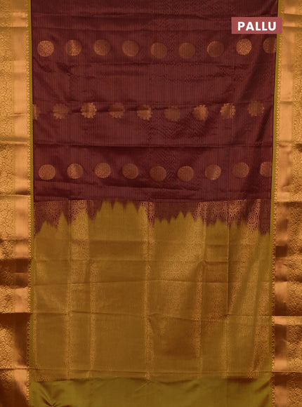 Semi soft silk saree maroon and dual shade of greenish maroon with allover zari weaves & buttas and rich zari woven border