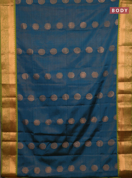 Semi soft silk saree peacock green and green with allover zari weaves & buttas and rich zari woven border