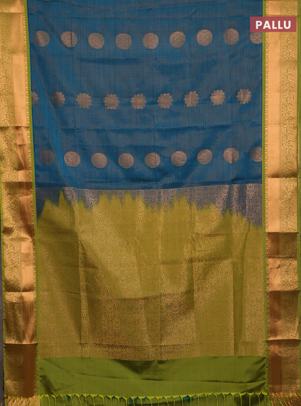 Semi soft silk saree peacock green and green with allover zari weaves & buttas and rich zari woven border