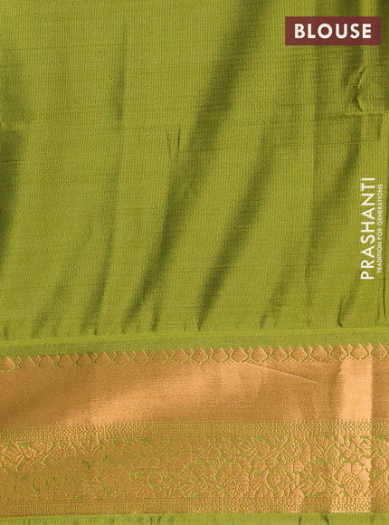 Semi soft silk saree peacock green and green with allover zari weaves & buttas and rich zari woven border