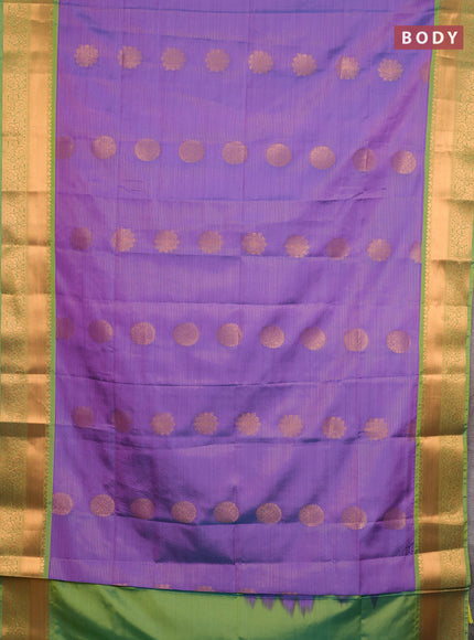Semi soft silk saree lavender and teal green with allover zari weaves & buttas and rich zari woven border