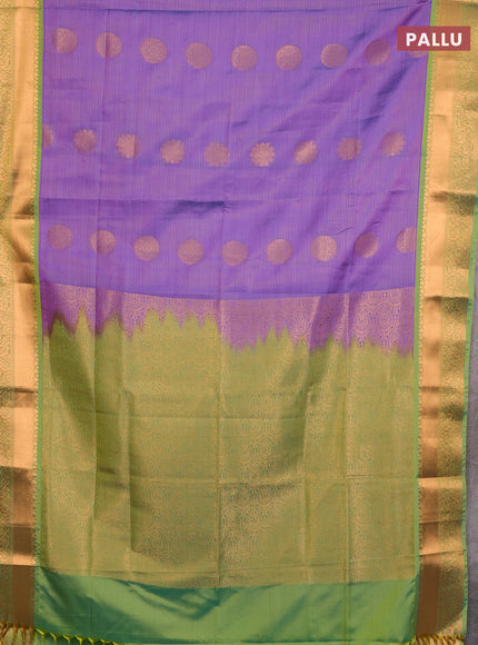 Semi soft silk saree lavender and teal green with allover zari weaves & buttas and rich zari woven border