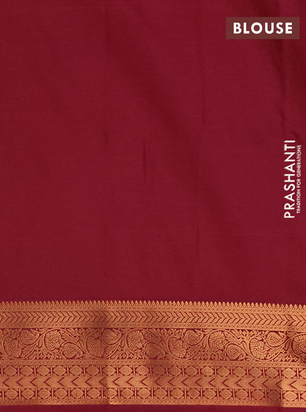 Semi soft silk saree peach pink and maroon with allover zari woven buttas and zari woven border