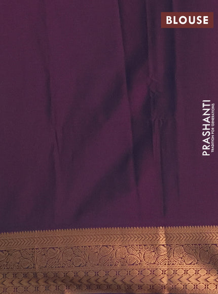 Semi soft silk saree teal green and wine shade with allover zari woven buttas and zari woven border