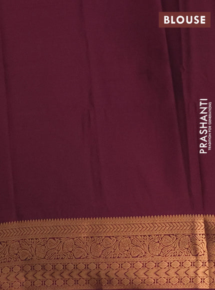 Semi soft silk saree grey and wine shade with allover zari woven buttas and zari woven border