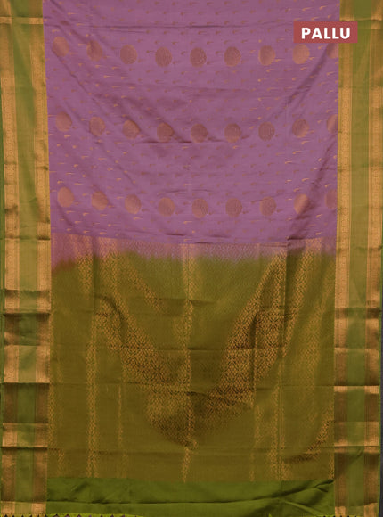 Semi soft silk saree pastel pink and green with allover zari woven buttas and zari woven border