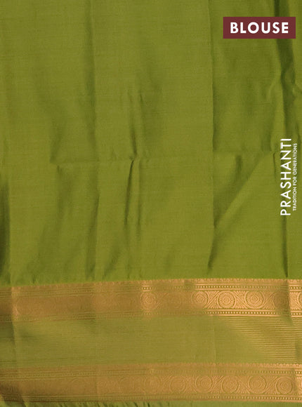 Semi soft silk saree pastel pink and green with allover zari woven buttas and zari woven border