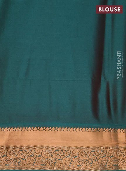 Semi soft silk saree magenta pink and teal green with allover zari weaves & buttas and rich zari woven border