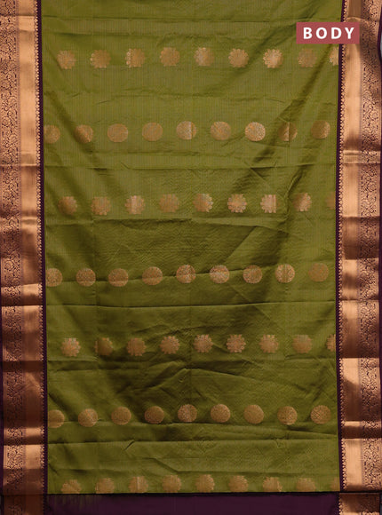 Semi soft silk saree mehendi green and wine shade with allover zari weaves & buttas and rich zari woven border
