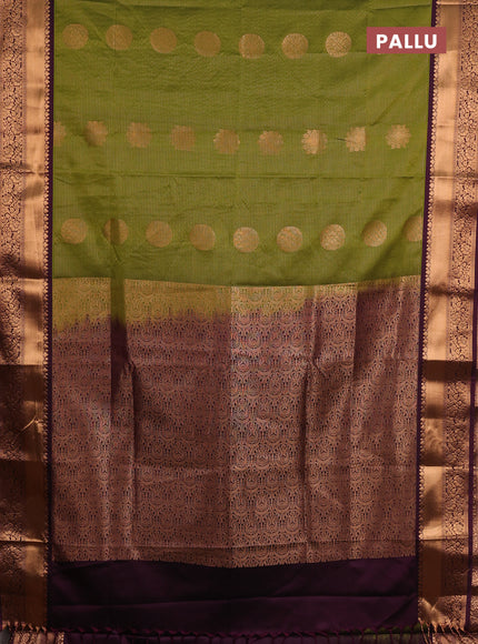 Semi soft silk saree mehendi green and wine shade with allover zari weaves & buttas and rich zari woven border