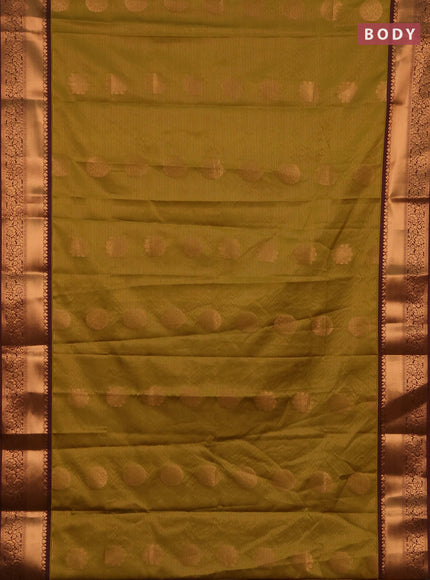 Semi soft silk saree mustard green and dual shade of pinkish green with allover zari weaves & buttas and rich zari woven border