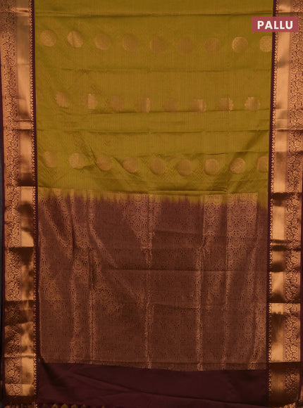 Semi soft silk saree mustard green and dual shade of pinkish green with allover zari weaves & buttas and rich zari woven border
