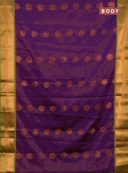 Semi soft silk saree purple and green with allover zari weaves & buttas and rich zari woven border
