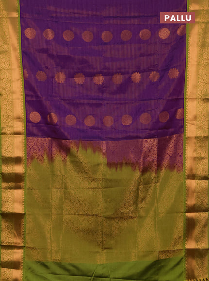 Semi soft silk saree purple and green with allover zari weaves & buttas and rich zari woven border
