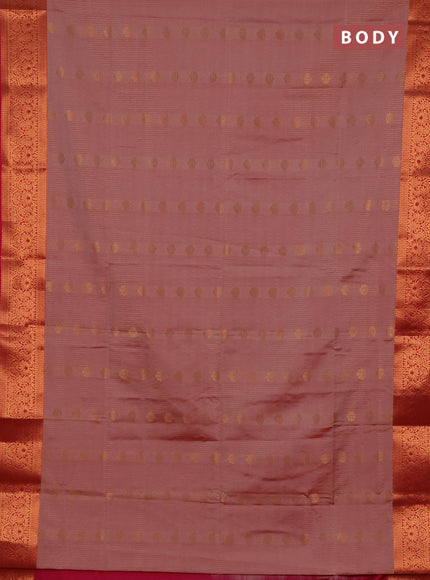 Semi soft silk saree peach shade and pink with allover zari weaves & buttas and zari wovne border