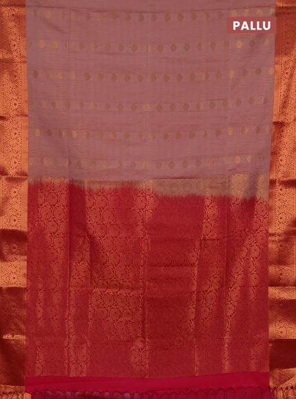 Semi soft silk saree peach shade and pink with allover zari weaves & buttas and zari wovne border