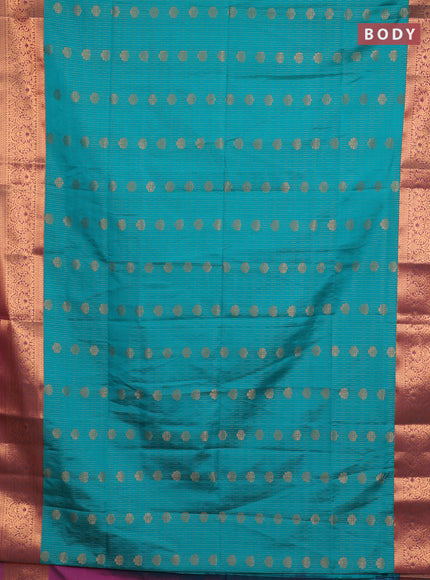 Semi soft silk saree teal green and dual shade of pink with allover zari weaves & buttas and zari wovne border