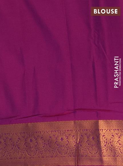 Semi soft silk saree teal blue and purple with allover zari weaves & buttas and zari wovne border