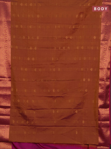 Semi soft silk saree dual shade of rush shade and pink with allover zari weaves & buttas and zari wovne border
