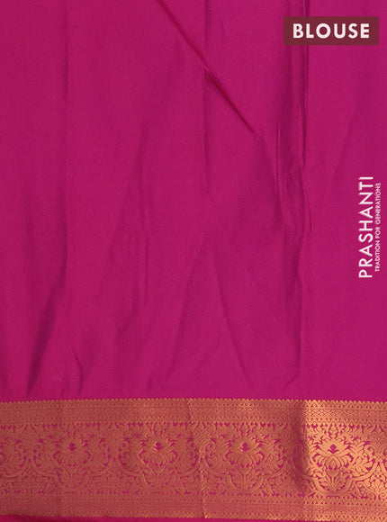 Semi soft silk saree dual shade of rush shade and pink with allover zari weaves & buttas and zari wovne border