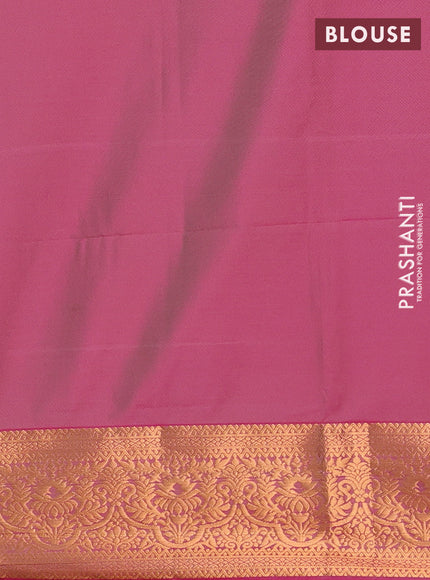 Semi soft silk saree mild pista green and pink with allover zari weaves & buttas and zari wovne border