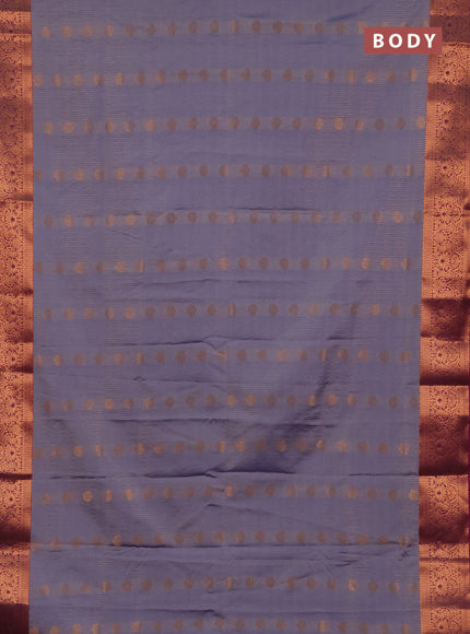 Semi soft silk saree bluish grey and magenta pink with allover zari weaves & buttas and zari wovne border