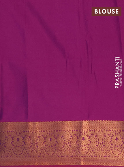 Semi soft silk saree bluish grey and magenta pink with allover zari weaves & buttas and zari wovne border