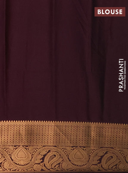 Semi soft silk saree green shade and deep wine with allover silver & gold zari stripes & buttas and zari woven border
