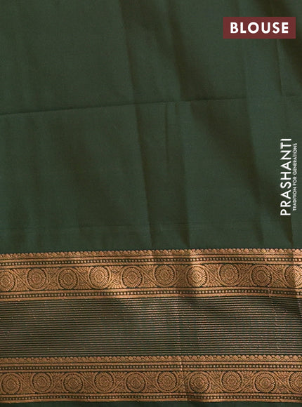 Semi soft silk saree grey and bottle green with allover zari woven buttas and zari woven border