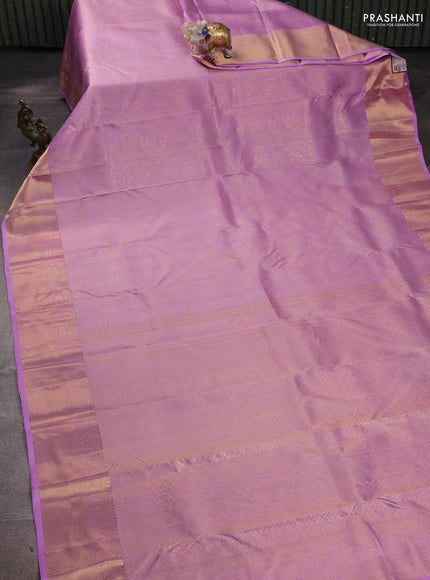 Pure kanchipuram silk saree lavender with allover zari woven brocade weaves and rich zari woven border