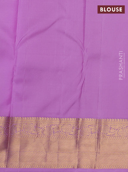 Pure kanchipuram silk saree lavender with allover zari woven brocade weaves and rich zari woven border