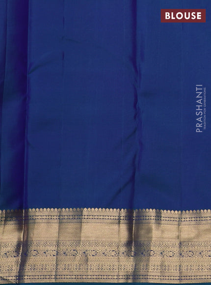 Pure kanchipuram silk saree dual shade of blue with allover zari woven brocade weaves and rich zari woven border